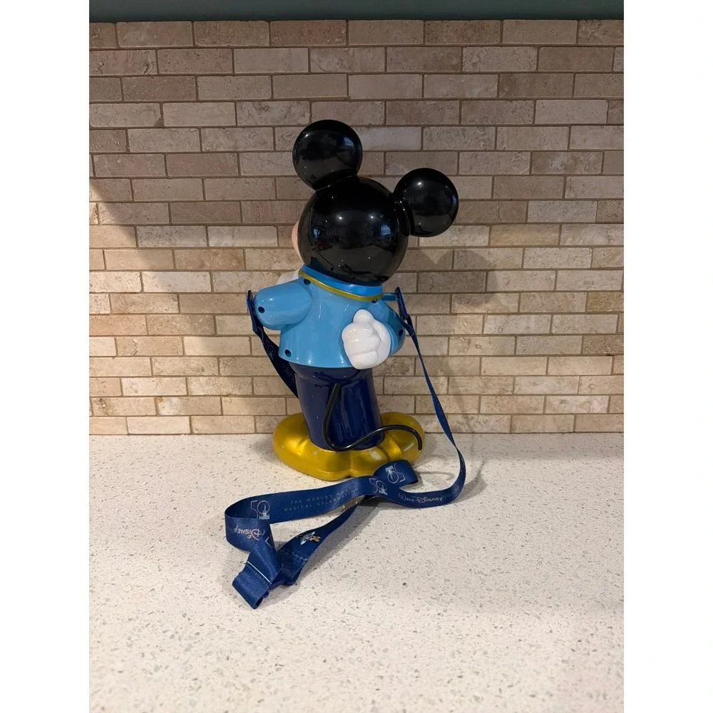 Disney Parks Mickey 50th Anniversary Popcorn Bucket Strap Blue Gold‎