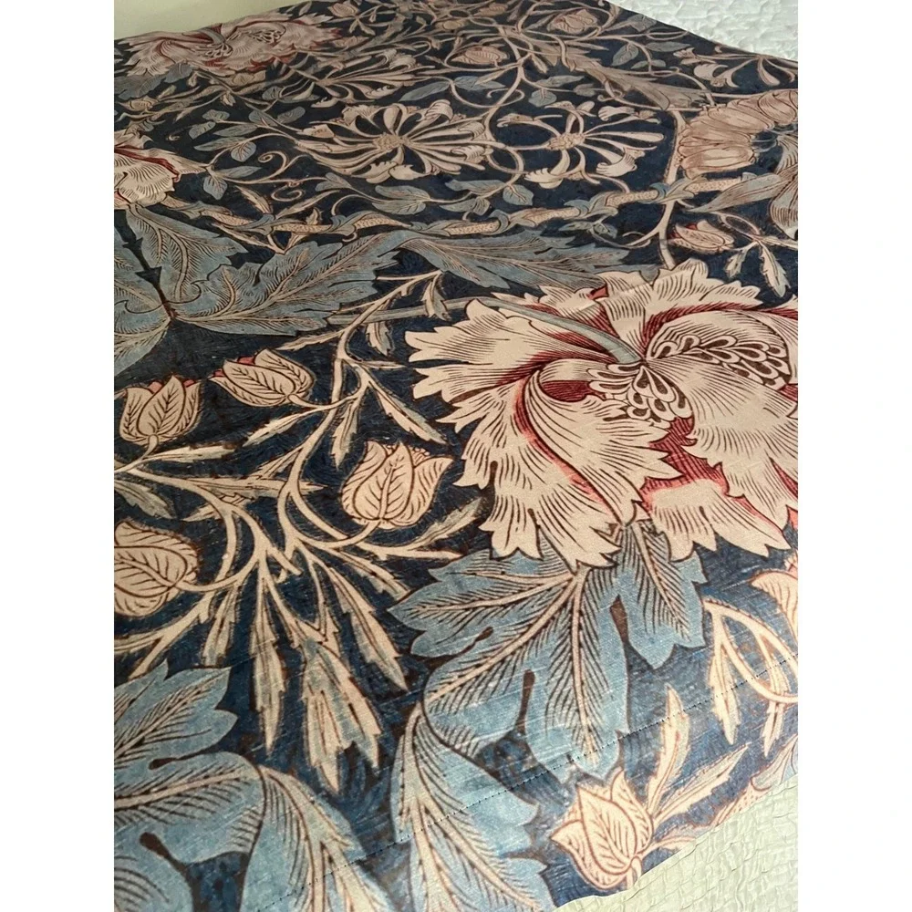 William Morris Honeysuckle Floral Print Drapes (2) 80 x 50