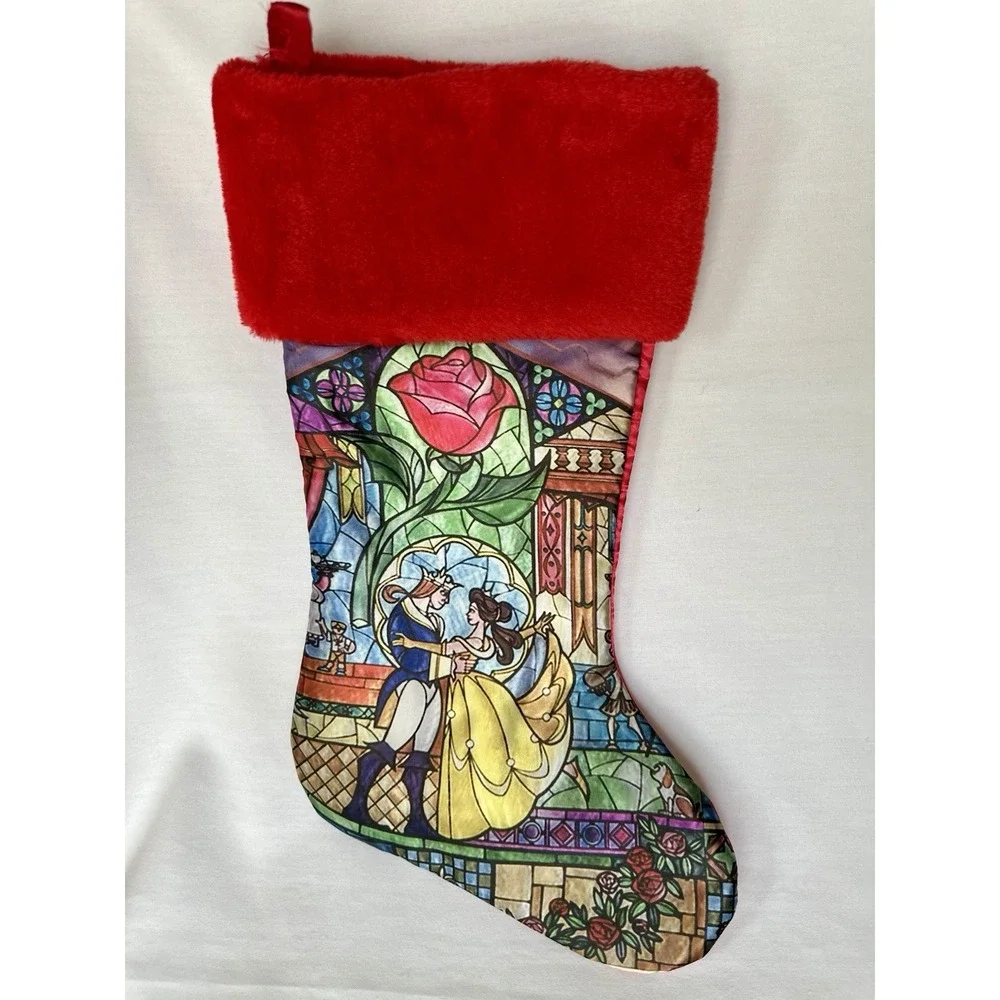 DISNEY PRINCESS CHRISTMAS STOCKING~BELLE~Beauty & Beast‎ Stained Glass Effect