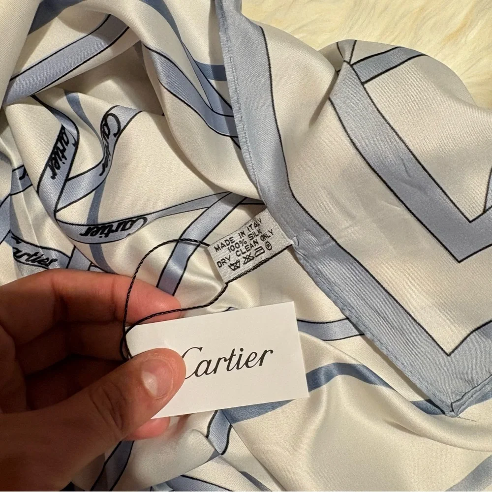 Cartier Silky Scarf 35x35 Purple Monogram Luxury Square Scarf ‼️LAST one