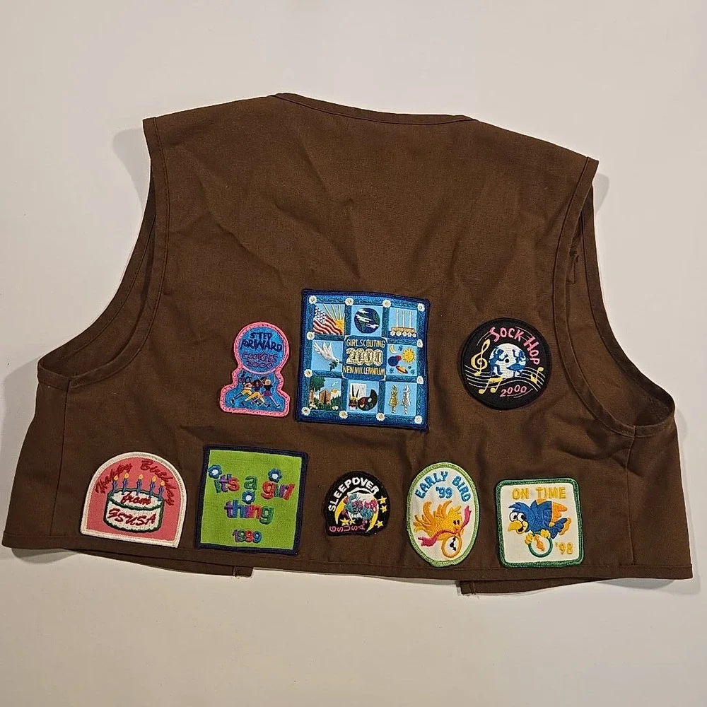 VTG 1990s Girl Scouts USA Brownie Vest M 10-12 Patch Loaded‎ Lone Star Council