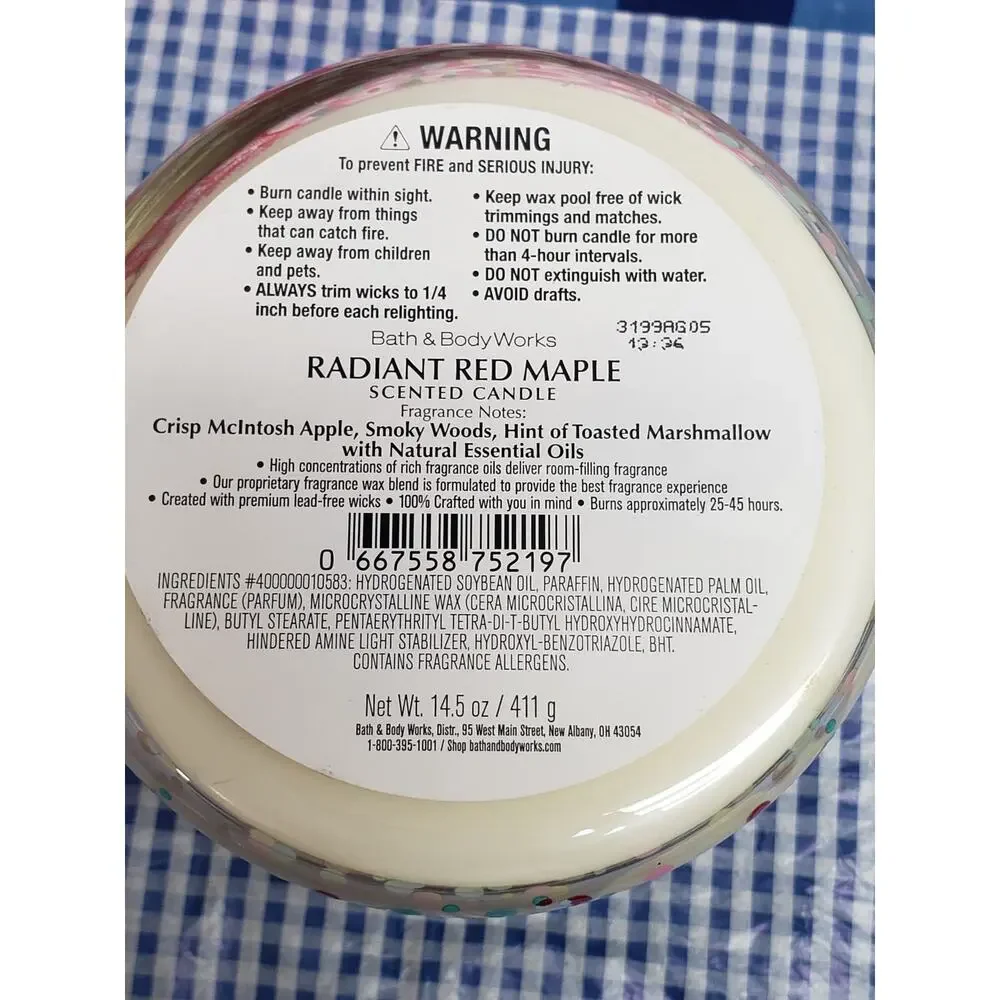 BBW Radiant Red Maple Limited Edition Vault Large 3 Wick Candle Home Fragrance