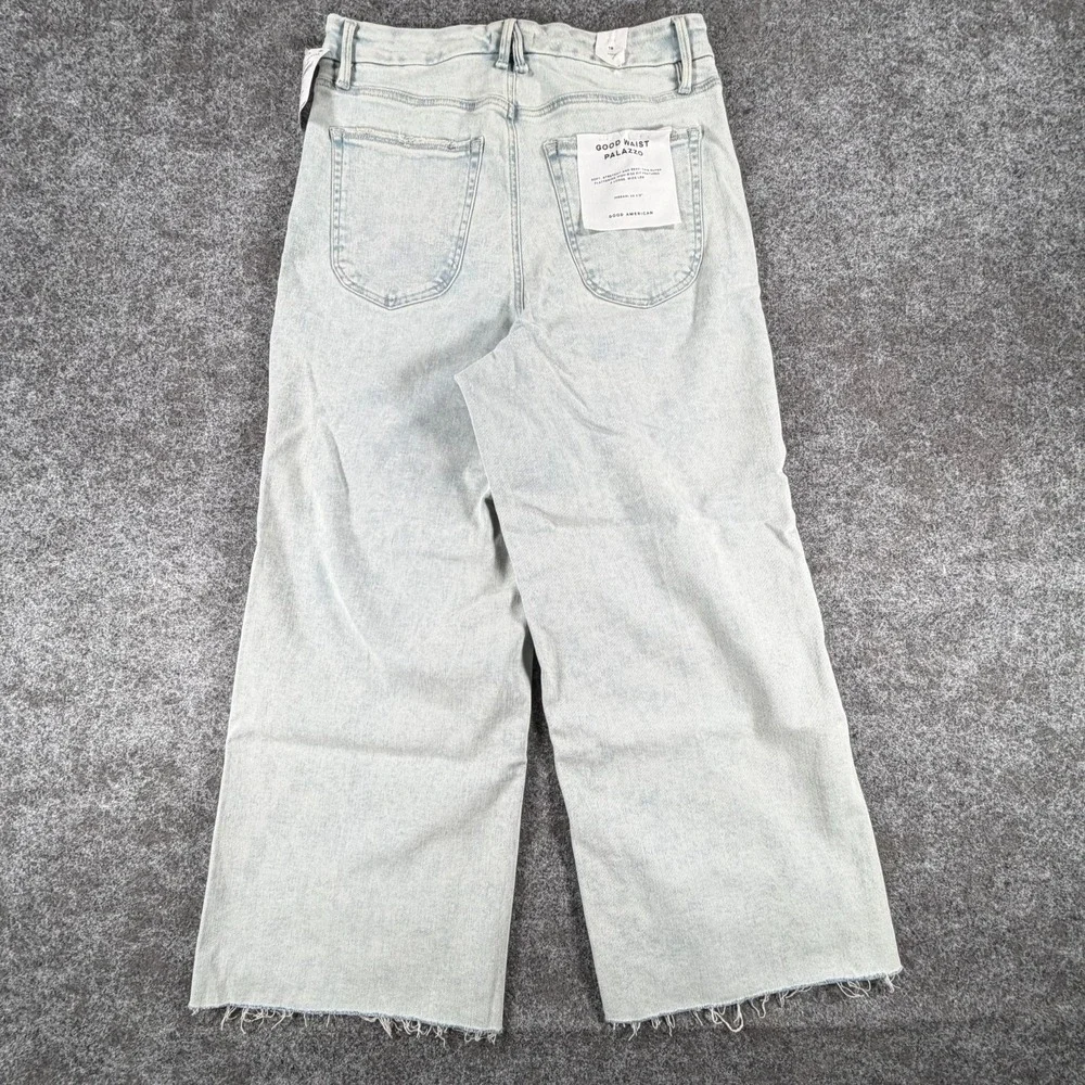 NWT Good‎ American Good Waist Palazzo Crop Jeans Womens 15 Indigo Patch Pockets
