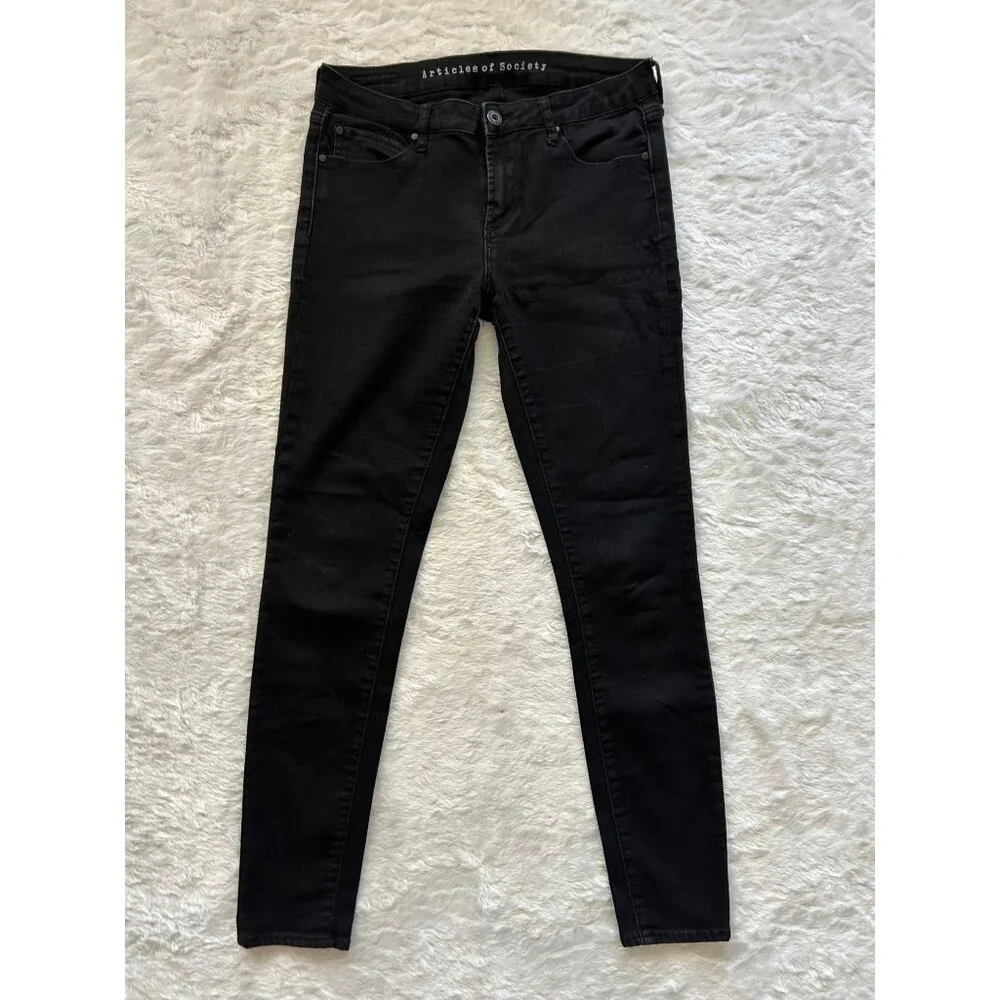 Articles Of Society Black Skinny Jeans Mid-Rise Size‎ 28 Cotton Blend Stretch