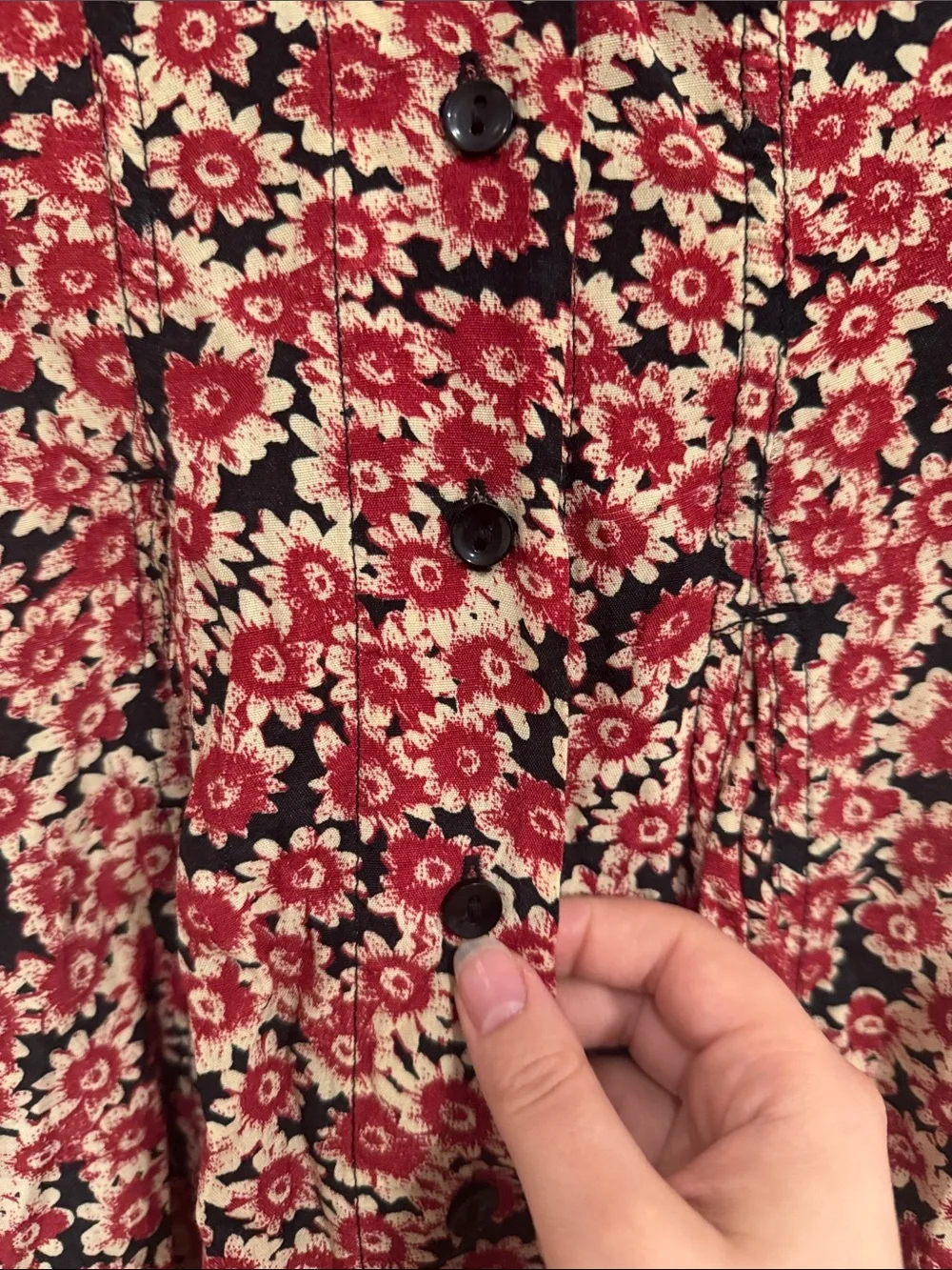 Free People Lace Up Mini Black Combo Dress Buttoned Front Ditsy Floral Print S