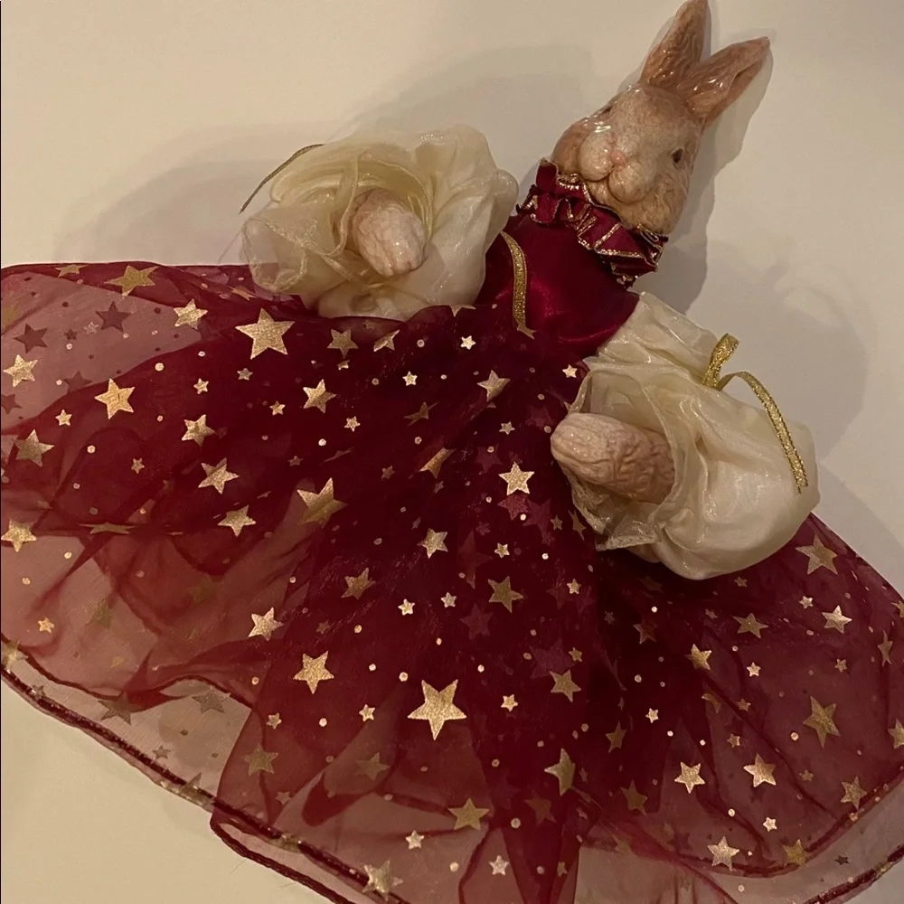 Luxury Rabbit Handcrafted Vintage Porcelain Head Bunny Décor Burgundy Gold