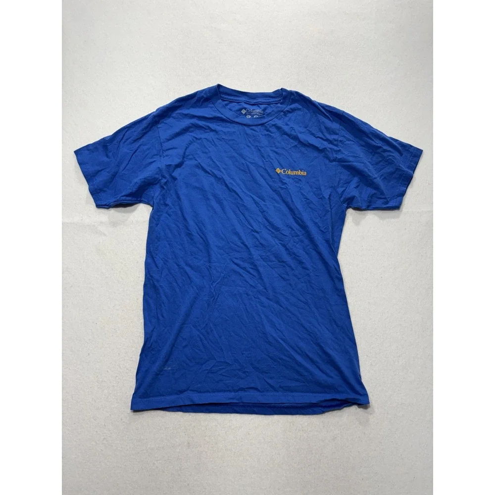 Columbia Shirt Mens Medium Blue Desert Cactus Graphic Tee Cotton Outdoor Hiking