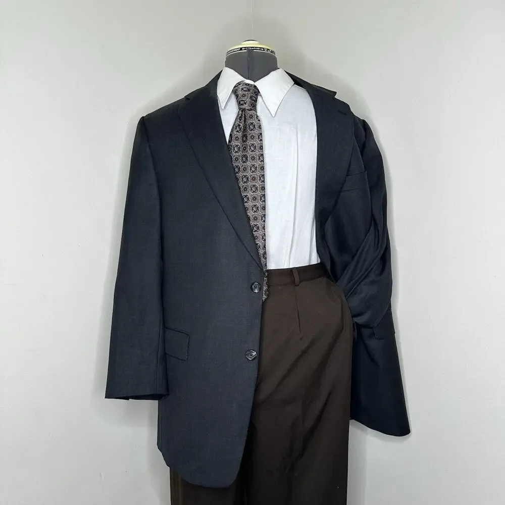 44R Blazer Gray Wool 2 Button Mens 2XL 48