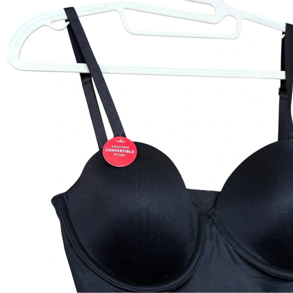 New SPANXshape Suit Your Fancy Strapless Cupped Mid-Thigh Bodysuit Size M‎ Black