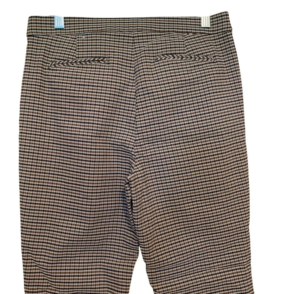 Anne Klein Houndstooth Tapered Skinny Pull On Dress Pants Womens M‎ Preppy Retro