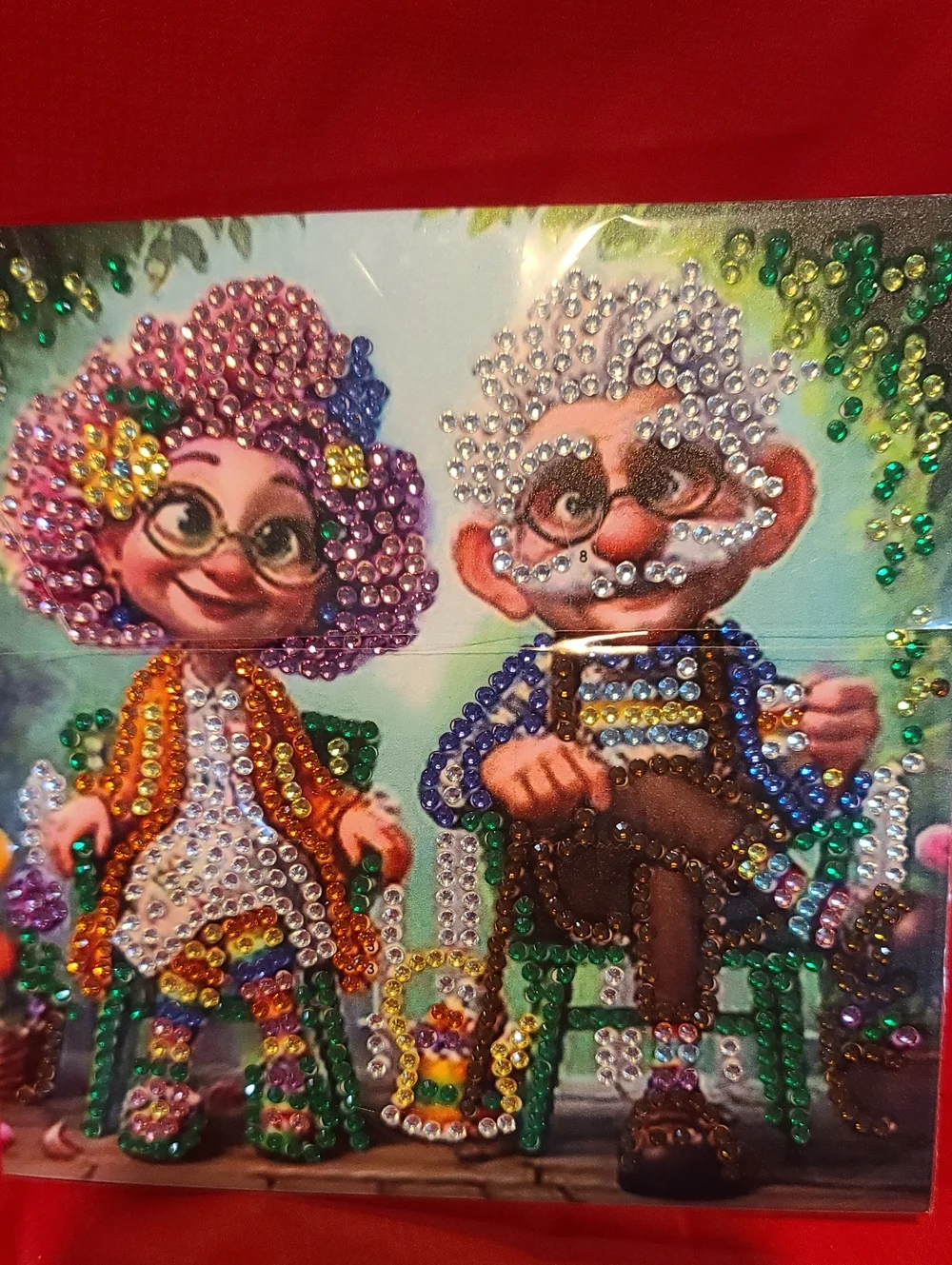 Whimsical Grandparents Diamond Art TWO Greeting Cards- NWT