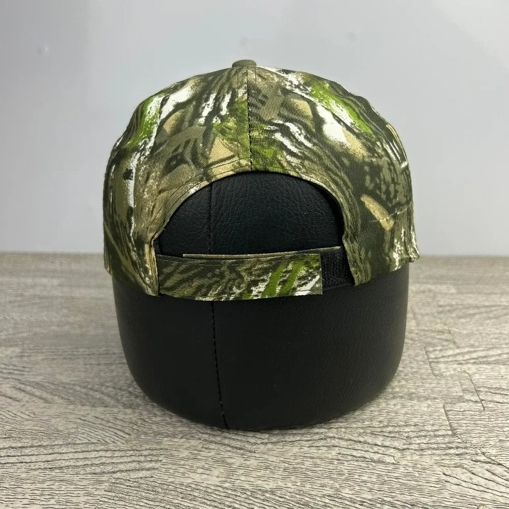 Vintage camo real tree hat cap strap back brown cyber grunge