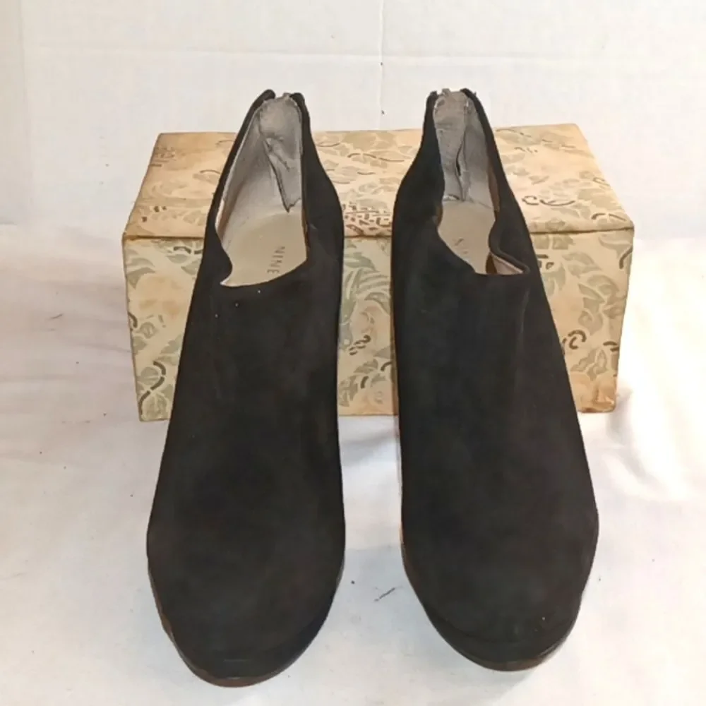 Nine West Heywire Black Leather Zipper Platform Stiletto Bootie  4