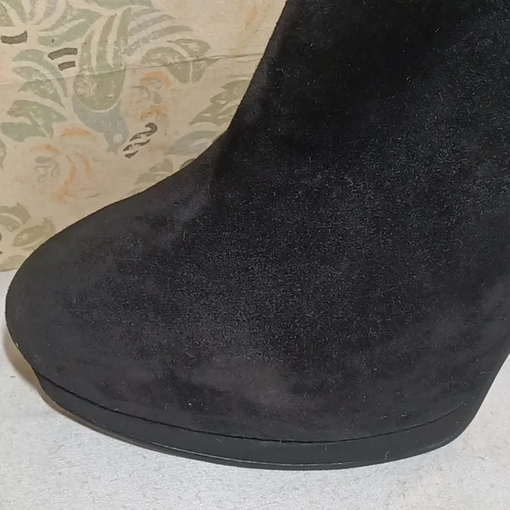 Nine West Heywire Black Leather Zipper Platform Stiletto Bootie  4