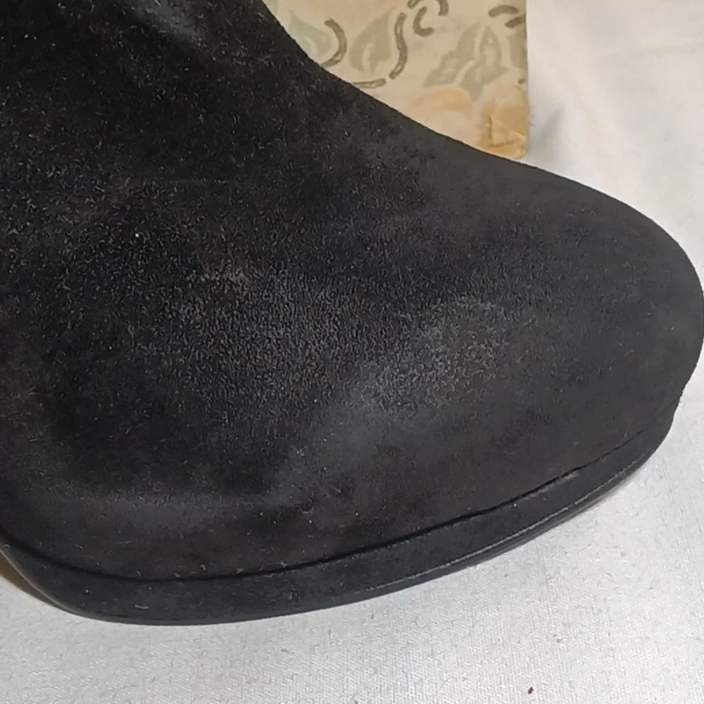 Nine West Heywire Black Leather Zipper Platform Stiletto Bootie  4