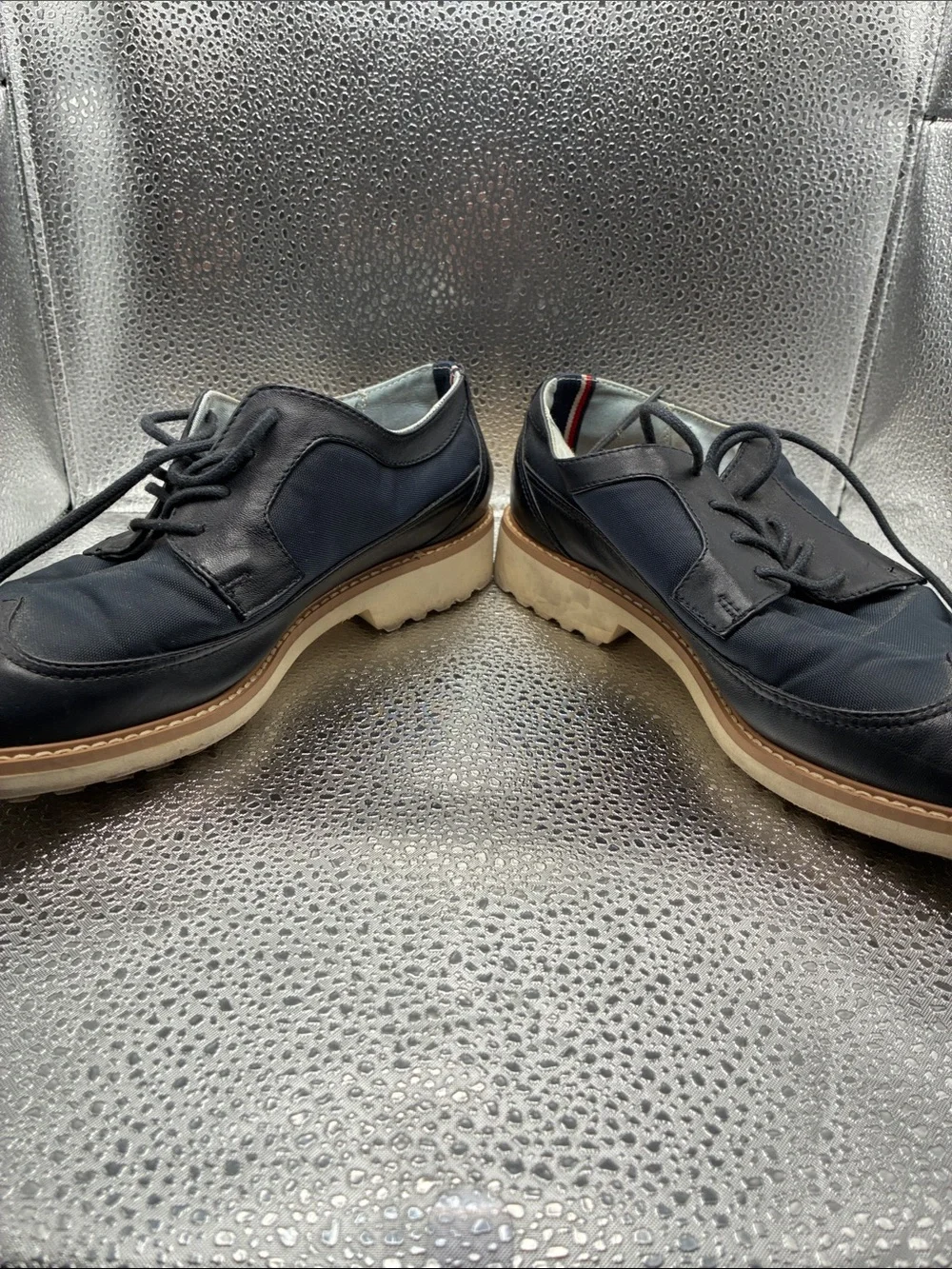 Tommy Hilfiger Navy and Tan Platform Lace-Up Oxfords