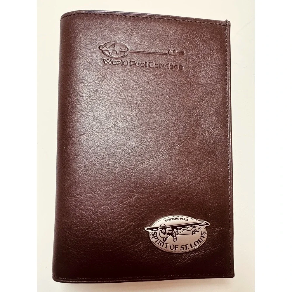 Spirit of St. Louis Brown Leather Travel Wallet Aviation N-X-211 World Fuel NIB