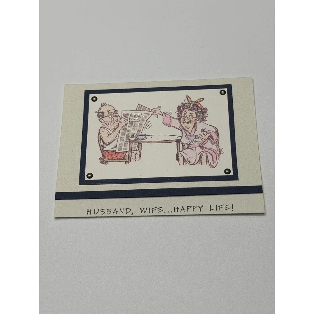 Art by Lori Handmade Greeting Card Husband Wife Happy‎ Life Funny Anniversary