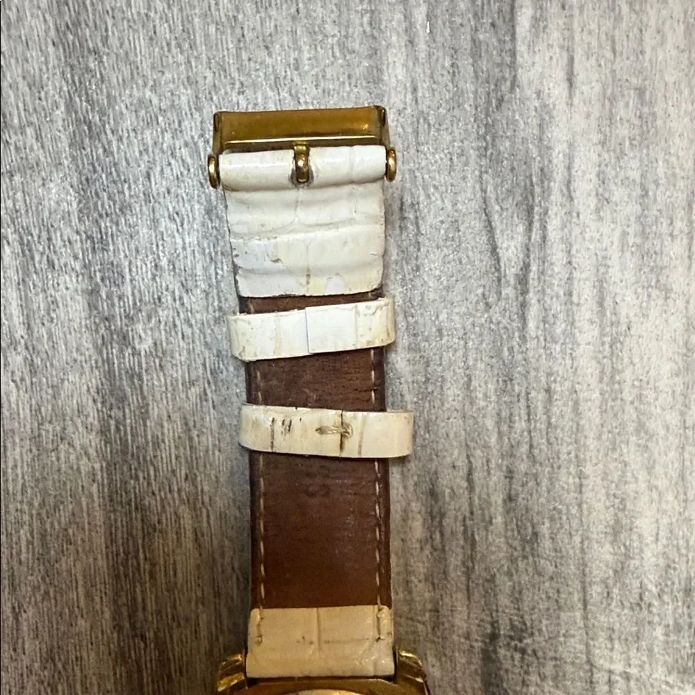 Vintage Guess Gold Watch with White Strap