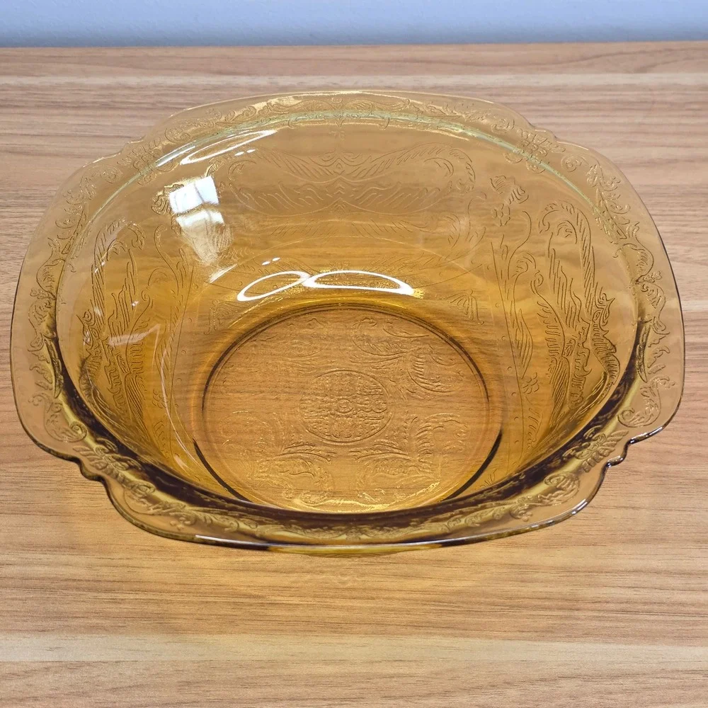 Vintage Federal Amber Madrid Recollection Glass‎ 9