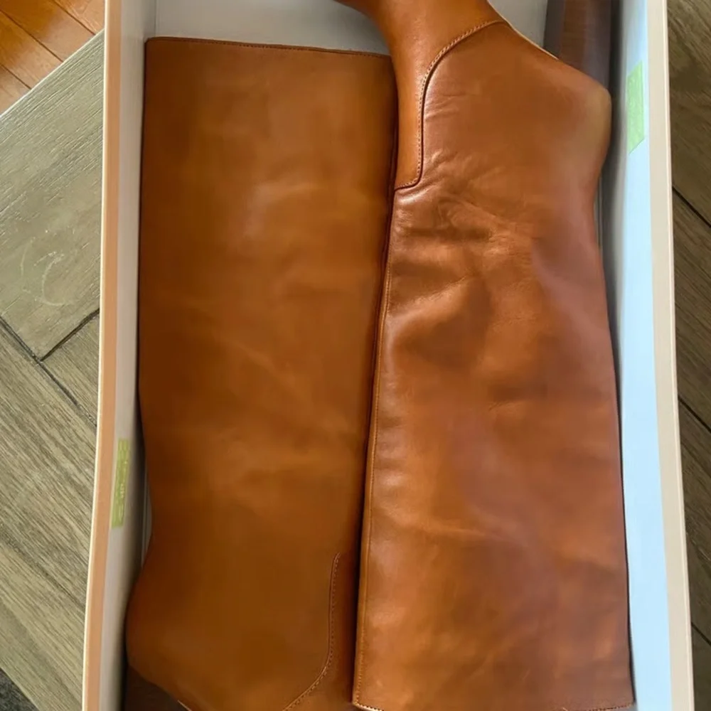 Loeffler Randall Tall Over-the-Knee Leather Boots in Cognac