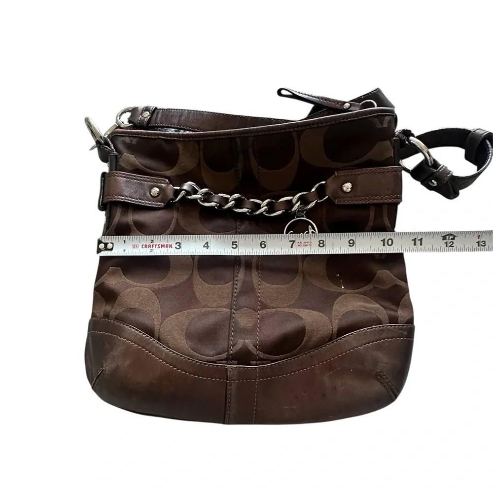 Coach F19730 Signature Optic Chain Crossbody /‎ Shoulder Bag – Chocolate Brown