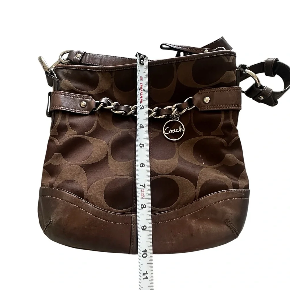 Coach F19730 Signature Optic Chain Crossbody /‎ Shoulder Bag – Chocolate Brown