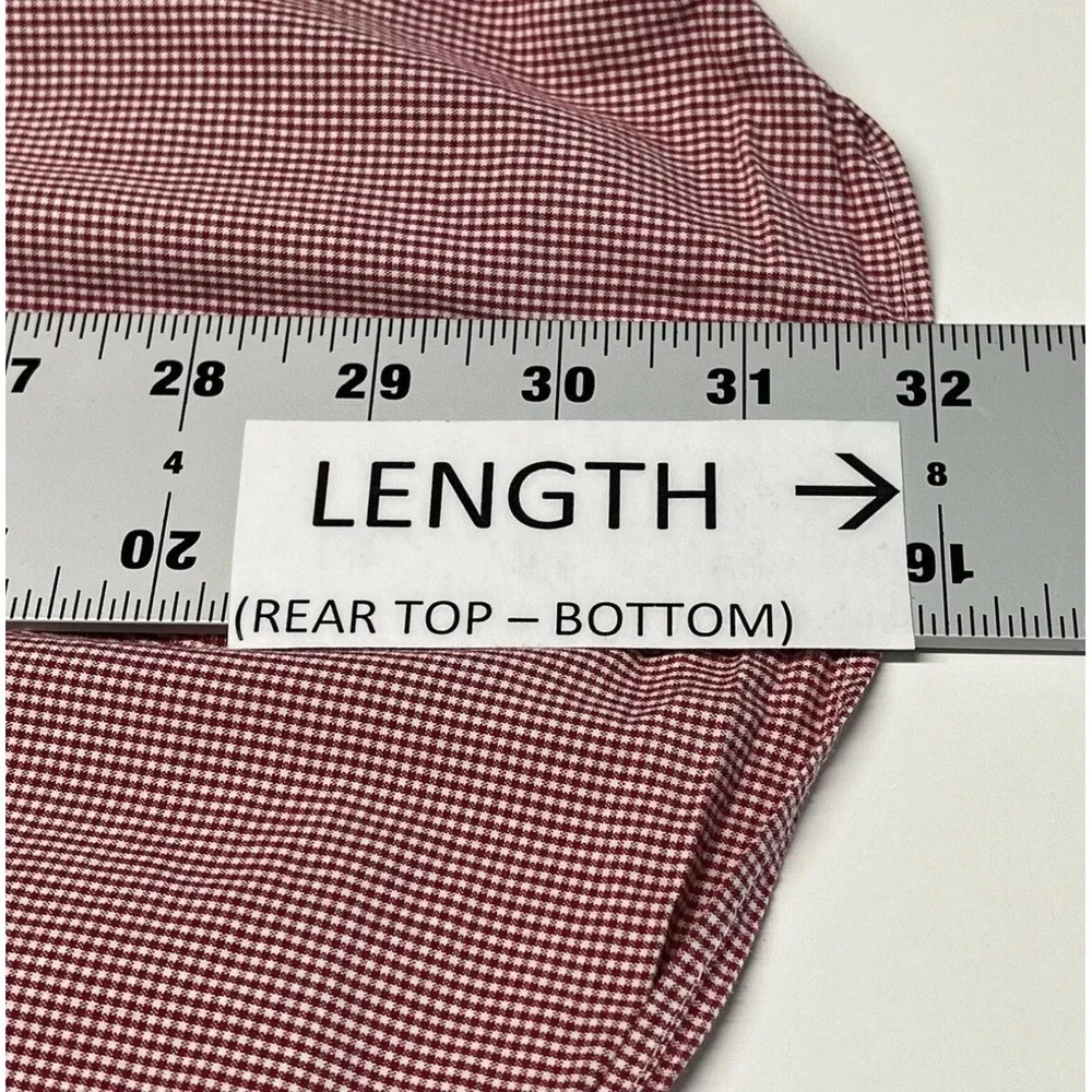 Nautica Mens Red White Gingham Button Down Shirt 16 1/2 32/33 Long Sleeve Cotton