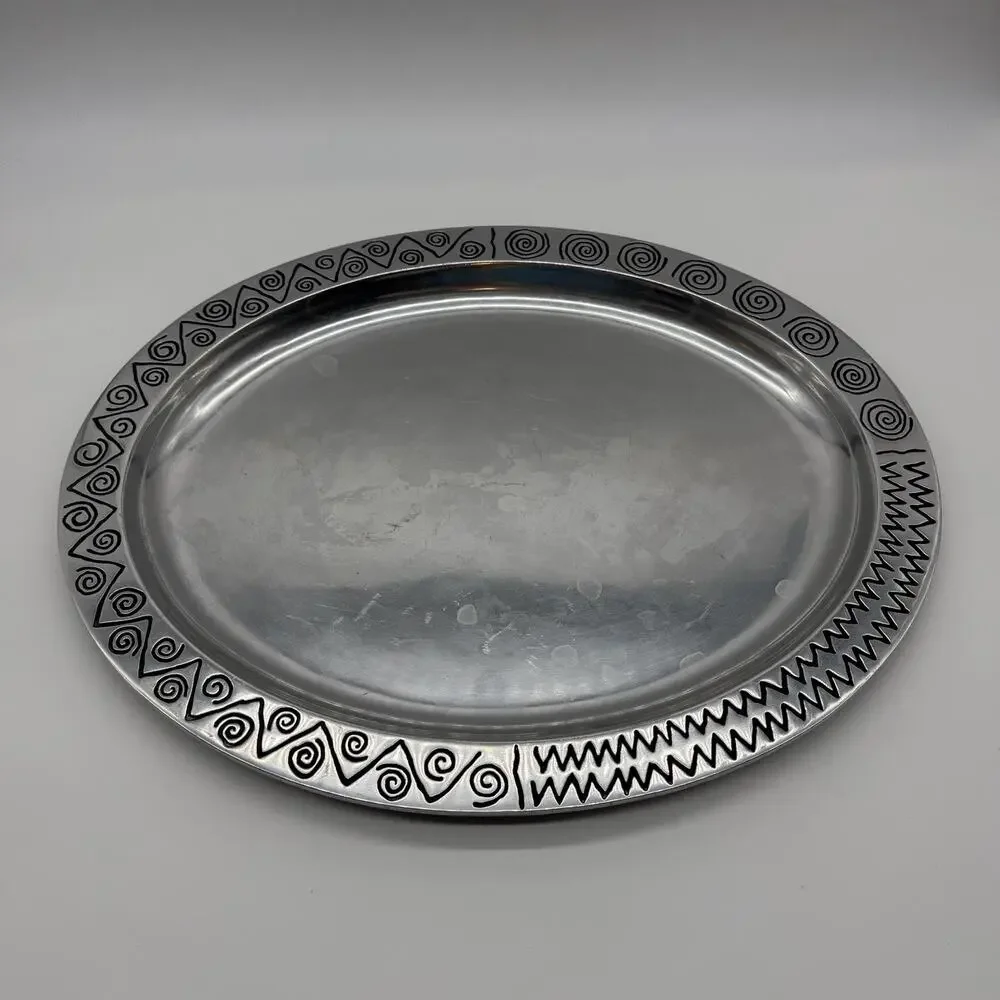 Wilton Armetale Reggae Large Oval Serving Platter 19” X 15.5” Metal Tray Dish