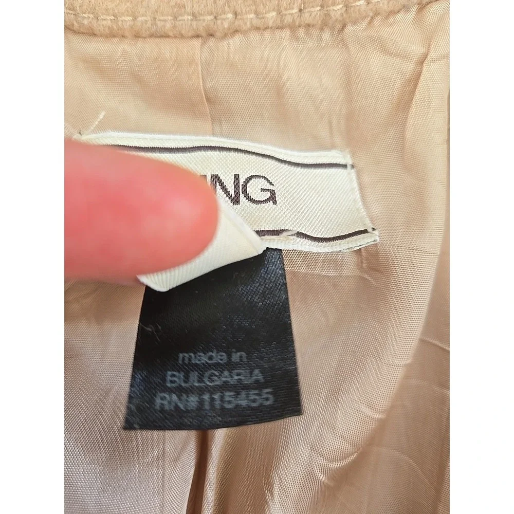 Mango MNG Beige Wool Blend Long Sleeve Double Breasted Trench Coat‎ Jacket S