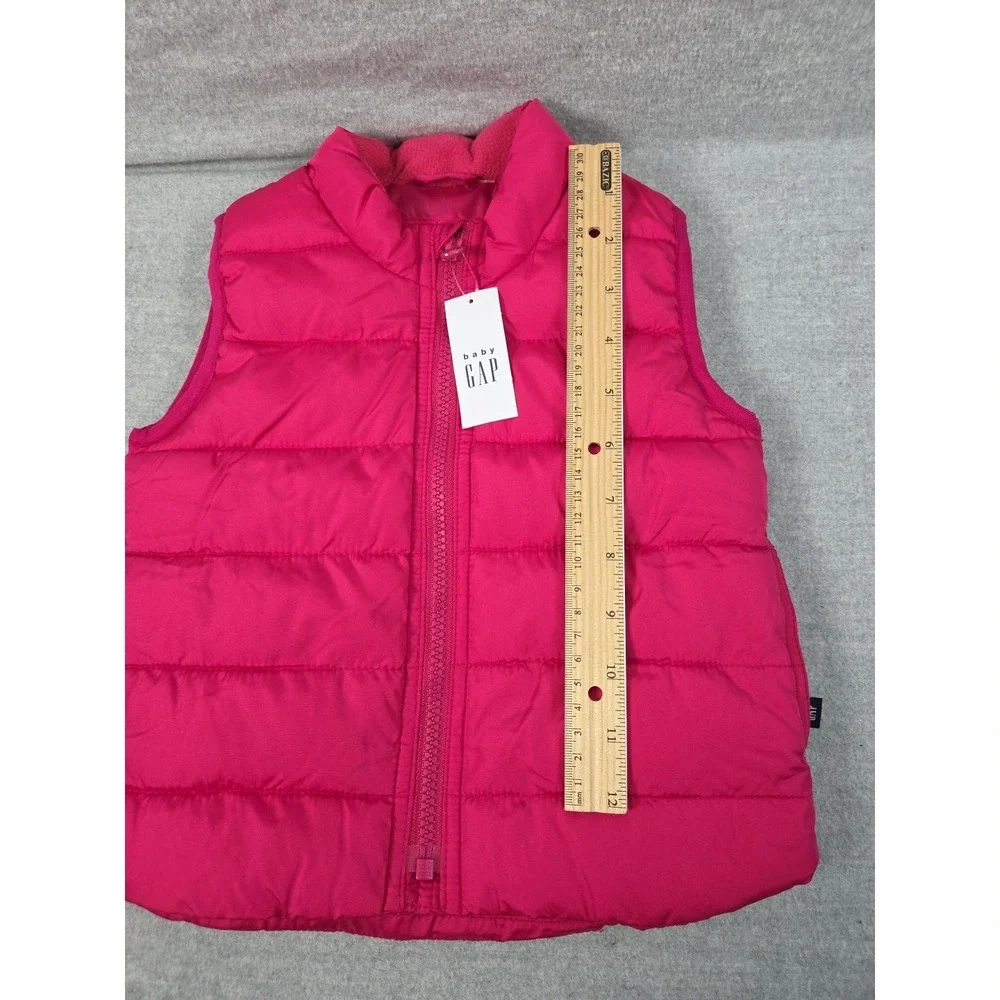 GAP Baby Girls 18-24 Mos Puffer‎ Vest Cold Control Hot Pink Full Zip Warm NEW
