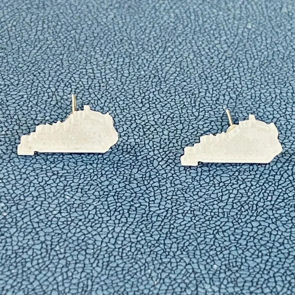 Kentucky Glitter Acrylic White Stud Earrings