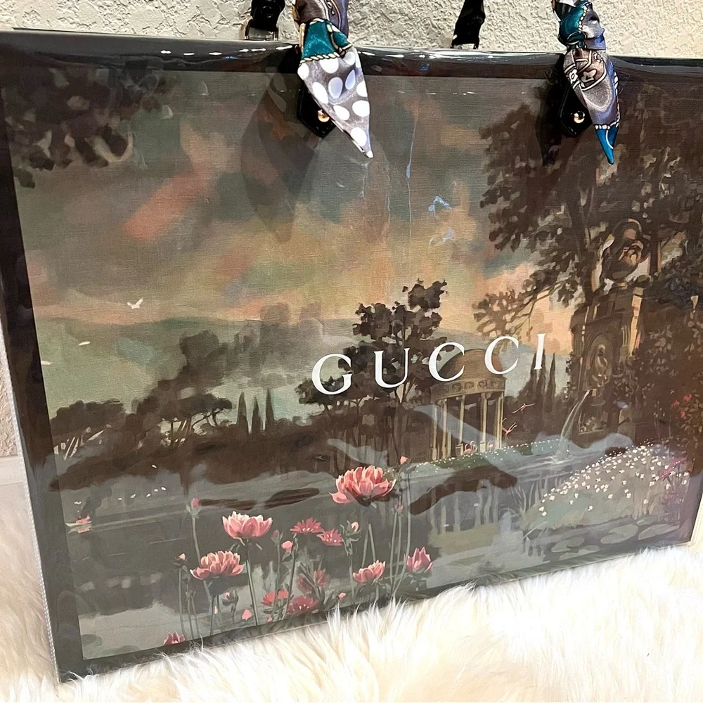 Gucci Large Limited Edition Shopping Bag Tote with PVC TPU Clear Cover Handmade