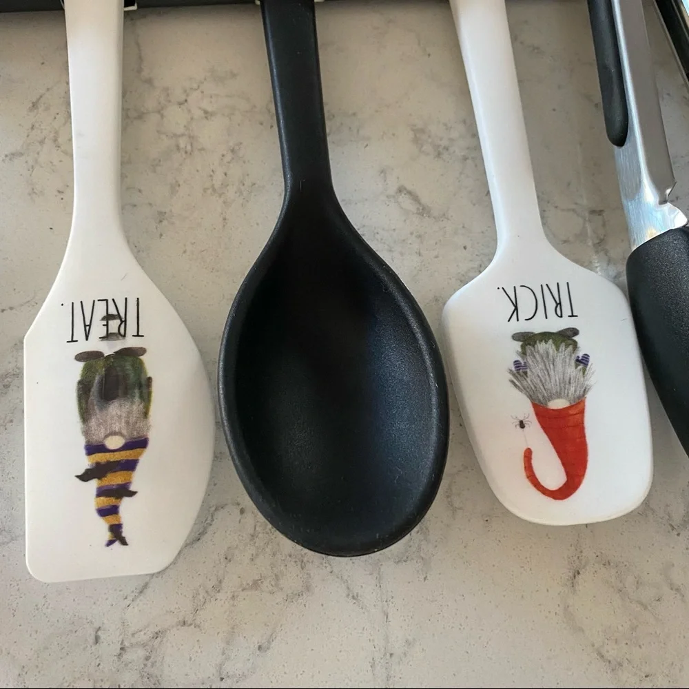 NWT Rae Dunn Gnome Trick Treat Halloween Kitchen Utensils Set