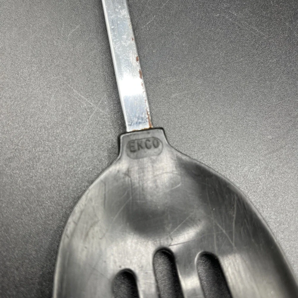 Vtg EKCO Nylon Slotted Spoon Cooking Serving Black Heat Resistant‎ 400° F 12