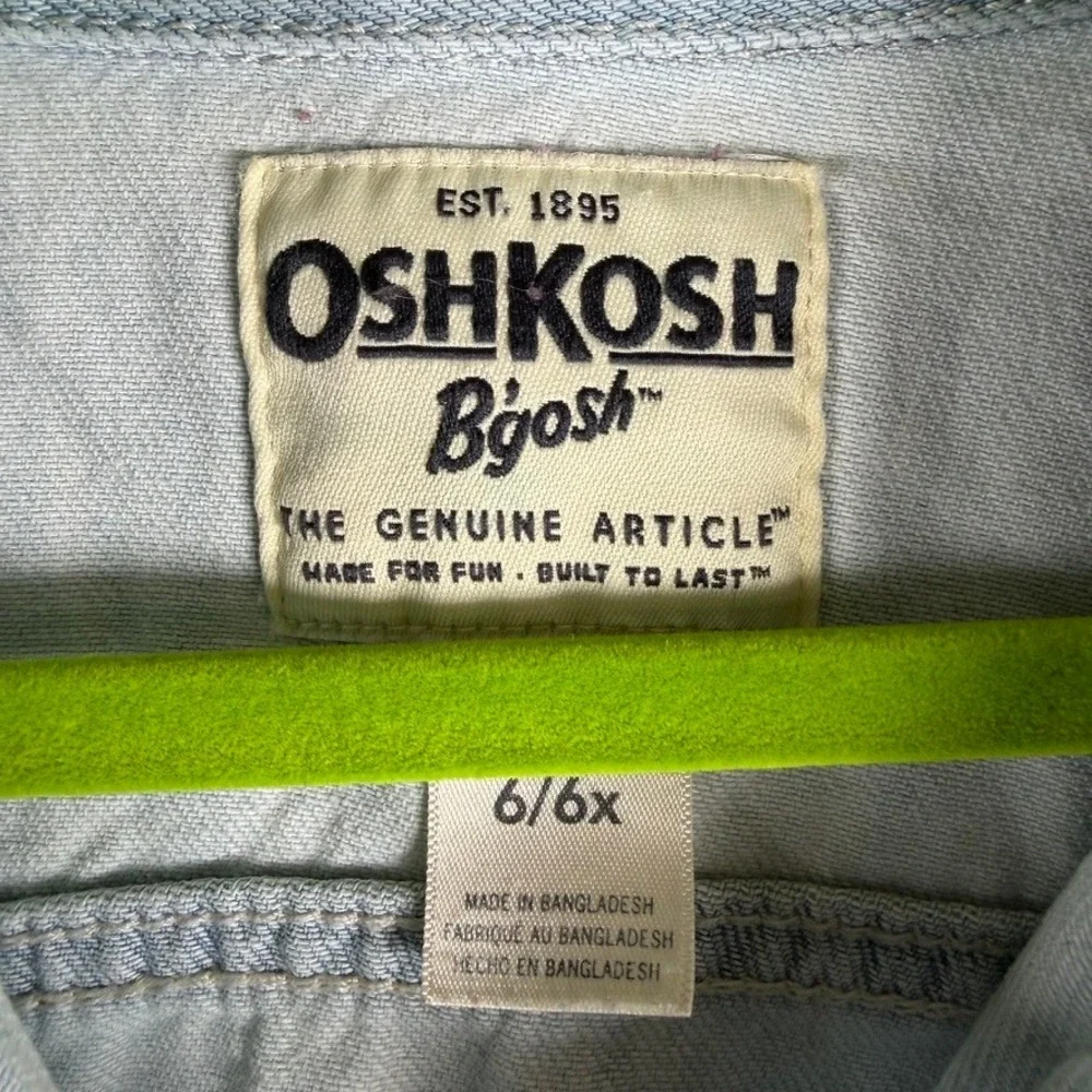 OshKosh B'gosh Kids Light Wash Denim Trucker Jacket Size 6/6x Light Blue Cotton