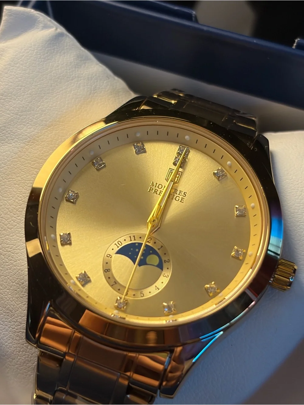 Montres Prestige MOON PHASE (Working!) Limited Luxury Collection Mens Gold 43MM