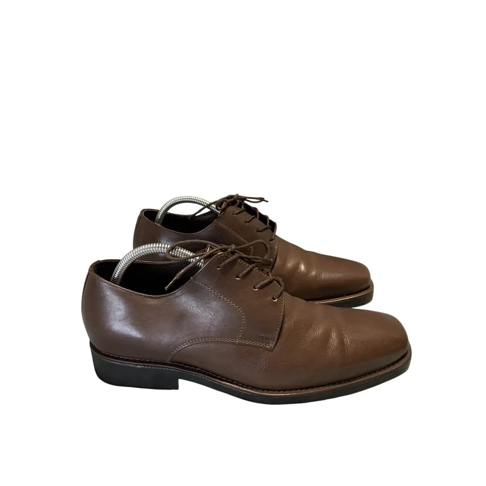 Studio Belvedere Dress Shoes‎ Mens 9.5 Chisel Brown Leather Square Toe Brazil