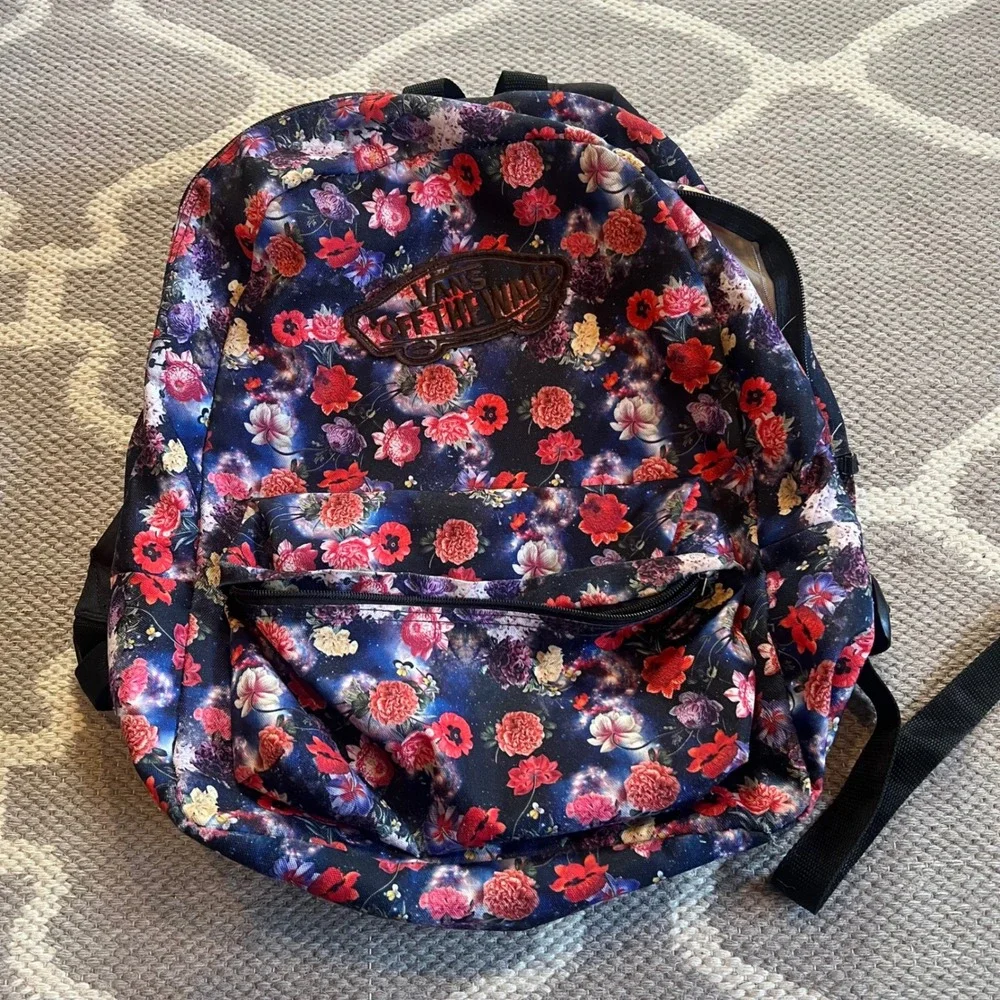 Vans Realm Classic Patch Galaxy Floral Print Backpack‎ Bookbag Warped tour