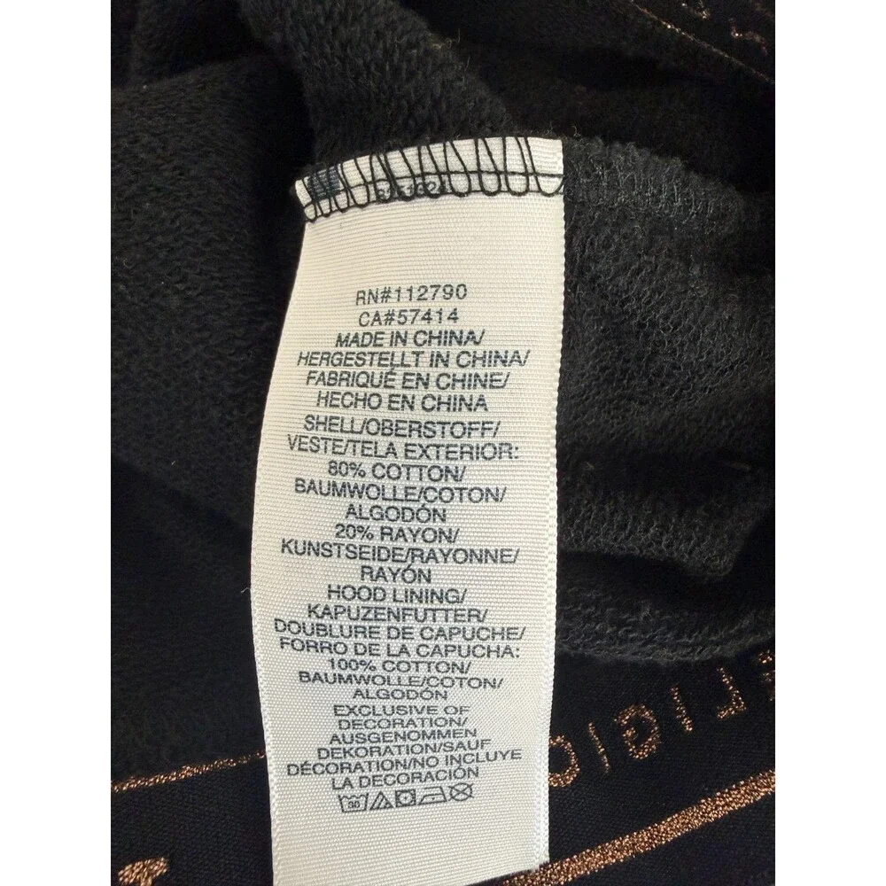 True Religion Men's Branded Pullover Hoodie L Black Rose Gold Logo NWT $119