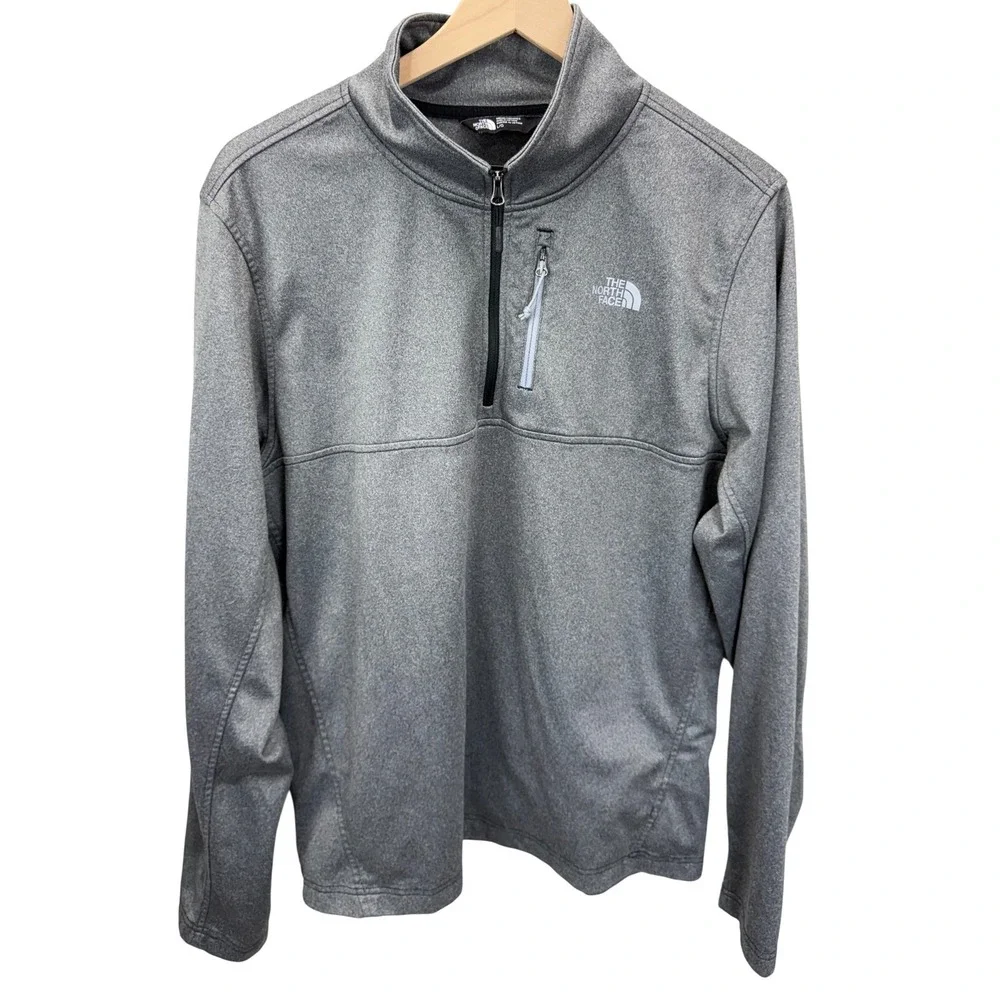 The North Face 1/4 Zip Pullover Mens Size L Heather Gray Outdoors Hiking Trail