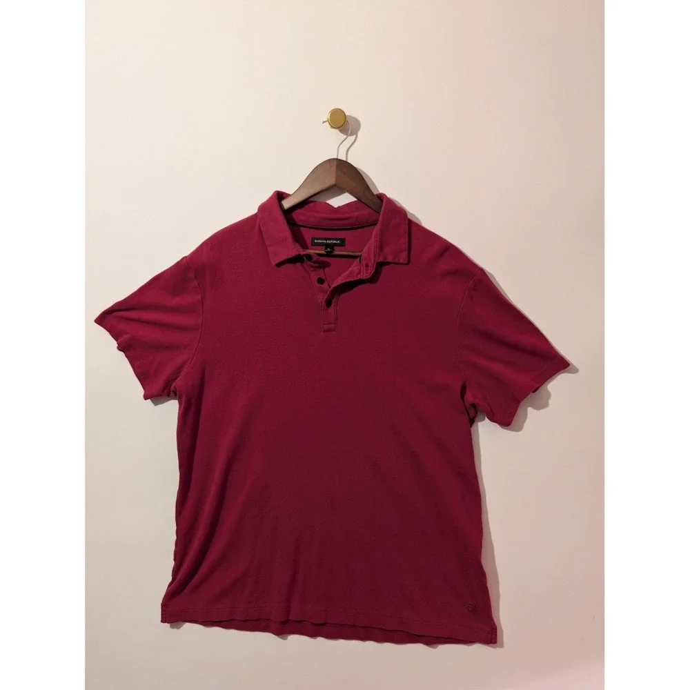 Banana Republic Polo Shirt Mens XL Red Excellent Short Sleeve Casual Solid Top