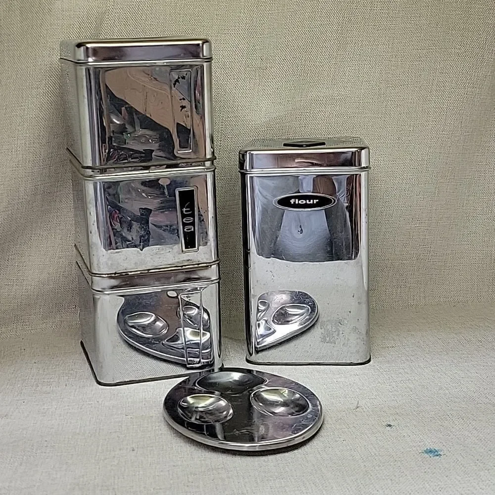 3‎ Lincoln Beauty Ware canisters 1 Canette canister and spoonrest