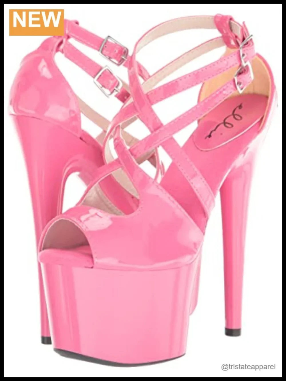 Strappy Platform Stiletto Sandal Faux Leather Ankle Strap Open Toe