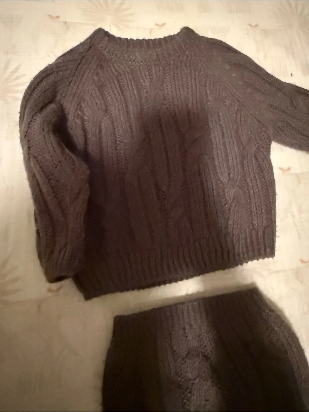 Rylee + Cru Charcoal Cable Knit Crew Sweater & Bloomer Set boys