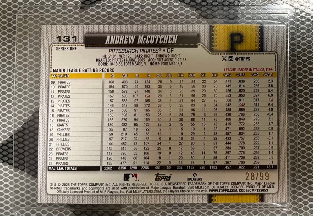 Topps 2026 Andrew McCutchen 99-Card Limited Edition Cherry Parallel