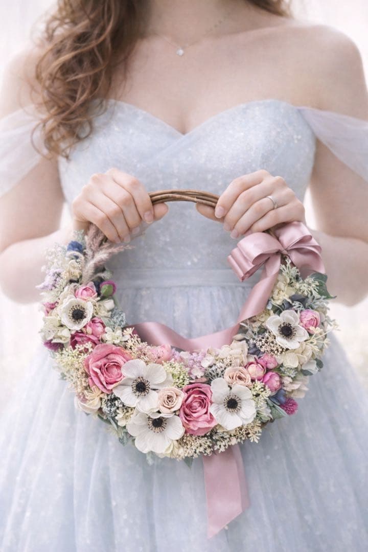 【Price Reduction】 Wedding Wreath Bouquet & Boutonniere - Artificial Flowers